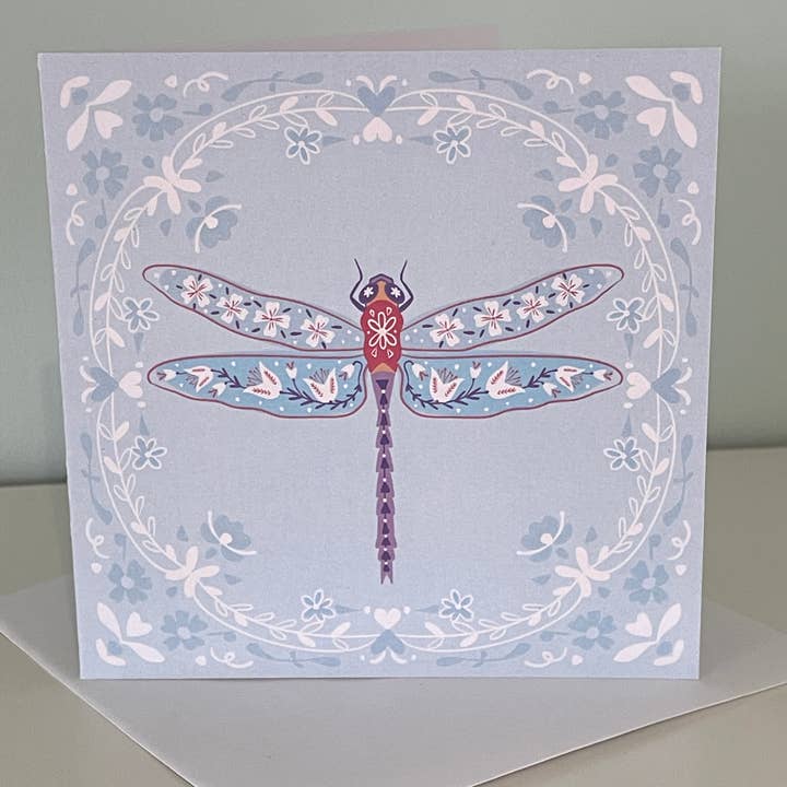 Biglietto d'auguri design scandinavo con libellula per ogni occasione per la vendita all'ingrosso da parte di Starshine Design by Julie Harris