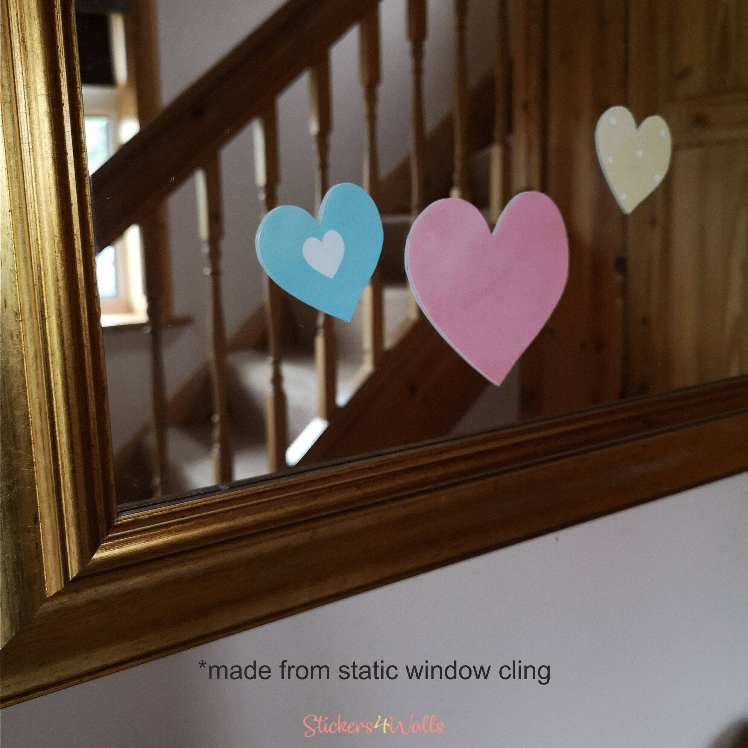 FabriStick Ltd – wholesale Wall decal/stickers – Colourful Heart Window Cling Decorations - Reusable3
