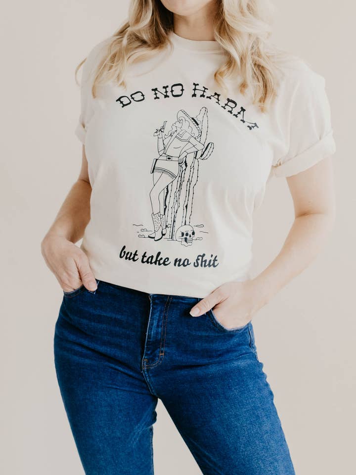 Do No Harm Cowgirl Comfort Colors Graphic Western Tee for wholesale by Uncommon Wild