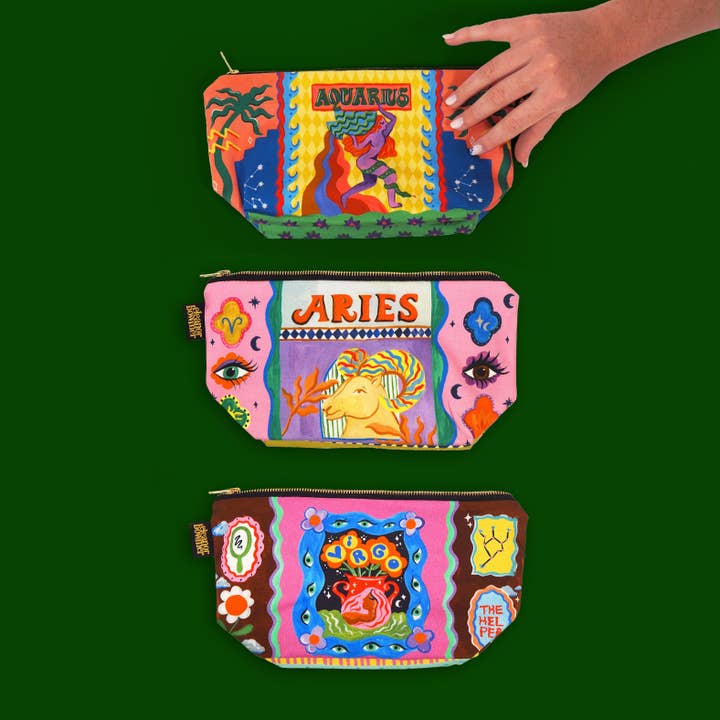 Eleanor Bowmer - Wholesale Makeup/Cosmetic Bag - Aries Zodiac Zip Bag2