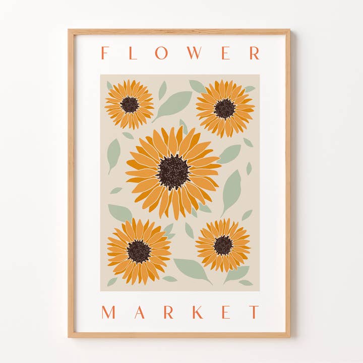 Sunflower Flower Market Print for wholesale by Peach and Home