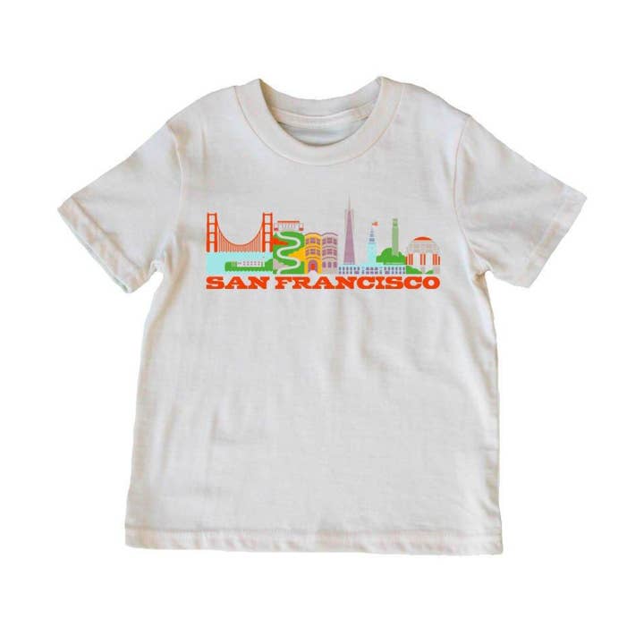 Natuurt-shirt voor kinderen in San Francisco Cityscape voor wholesale door All Good Living