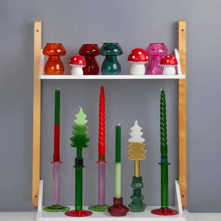 Talking Tables UK - Wholesale Tapered Candle/Candlestick - 2 Tone Red & Green Dinner Candles | 2 Pack |Christmas Décor|3