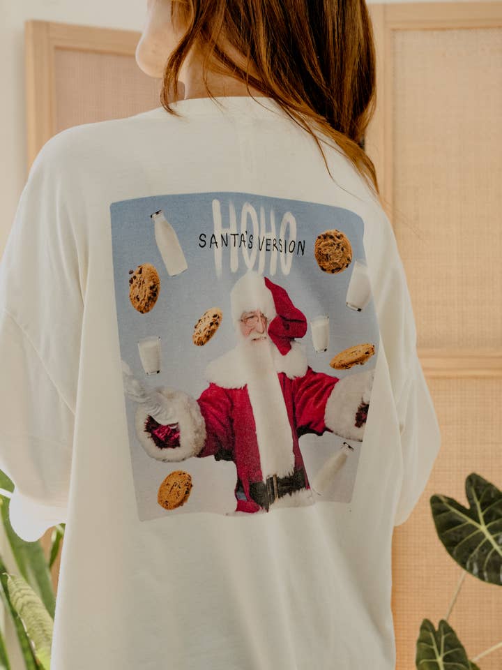 Christmas Santa's Version Off White One Size Graphic Tee for wholesale by LivyLu