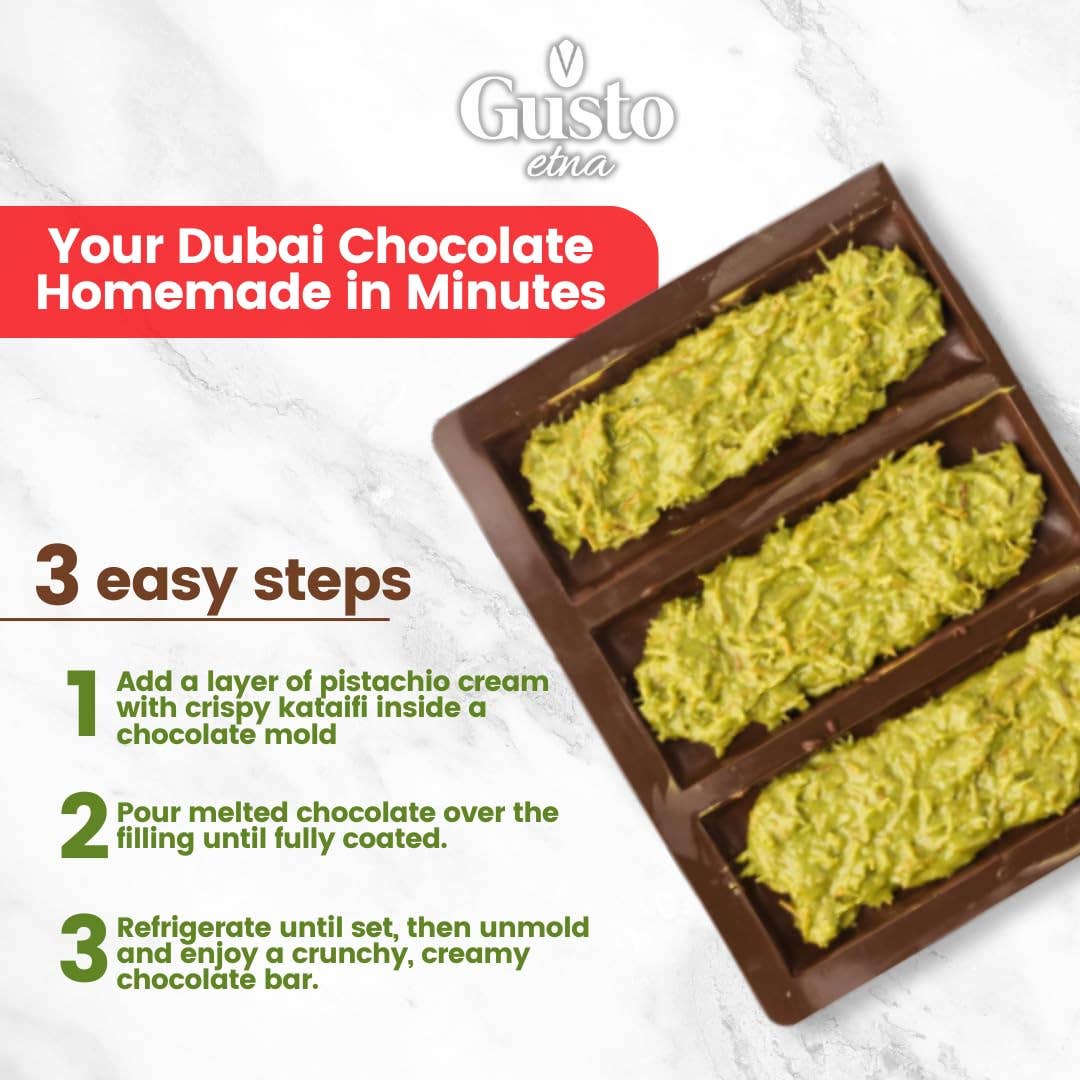 Wholesale Italian Food - Wholesale Chocolate Bar - Gusto Etna Dubai Chocolate Pistachio Filling – 30% Pistachio, 2.2 lb4