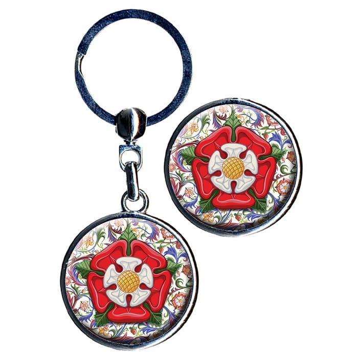 Double-Sided Circular Keyrings - Tudor Rose for wholesale by Timeline Gifts Ltd