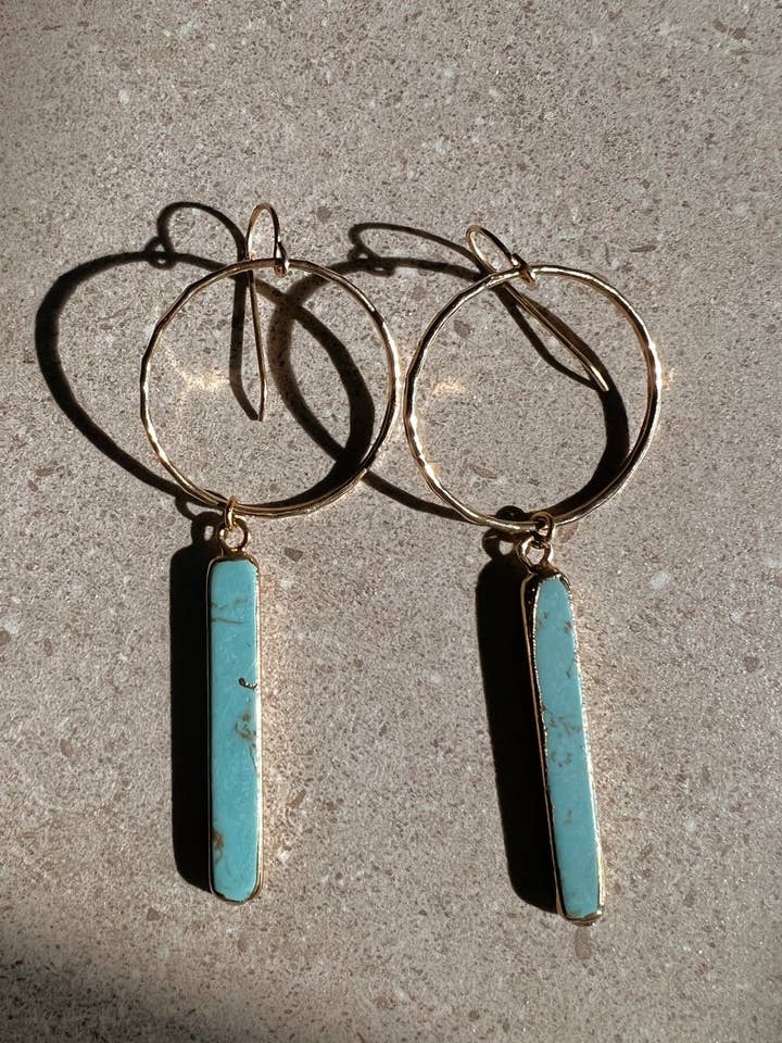 Mini Turquoise Bar Hoops for wholesale by Toasted Jewelry