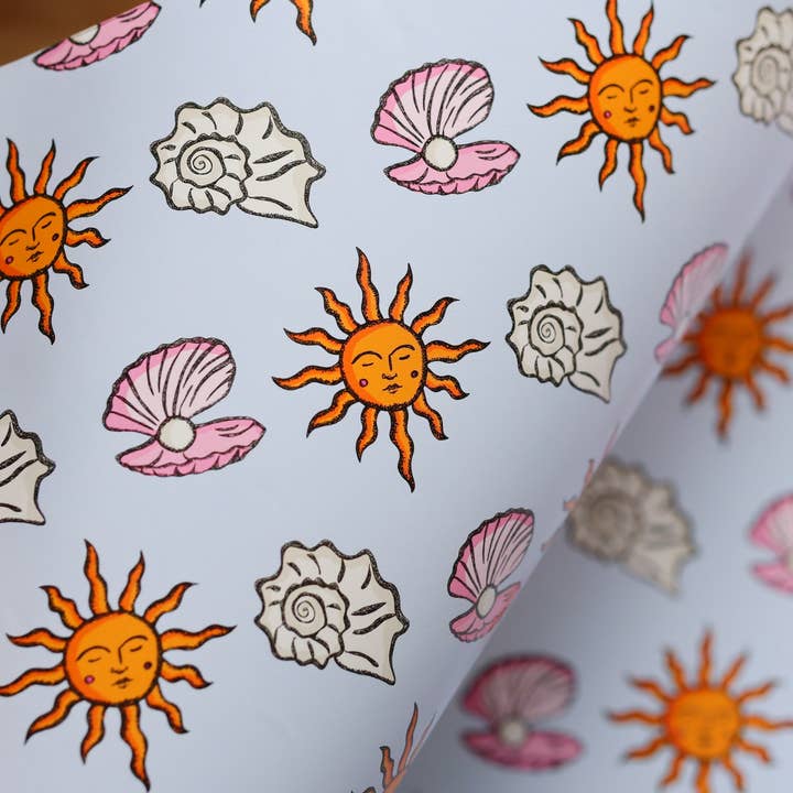 Freya Niamh - Wholesale Wrapping paper roll - Sunshine Beach Shells Wrapping Paper