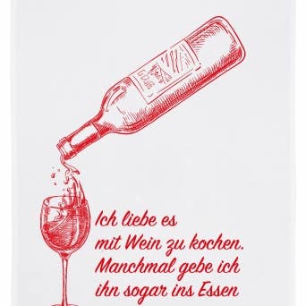 17;30 - Wholesale Tea Towel - tea towel knows I LOVE COOKING WITH WINE:0