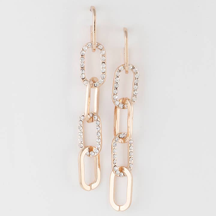 3AM BY H&D ACCESSORIES - Wholesale Dangle Earrings - Rhinestone Chain Earrings