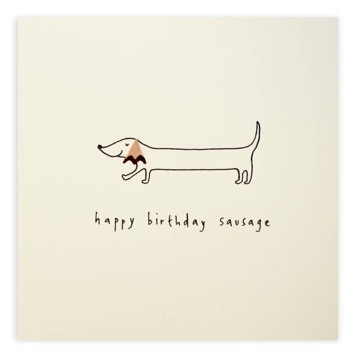 Birthday Sausage Dog – Handmade UK Greeting Card for wholesale by Ruth Jackson USA