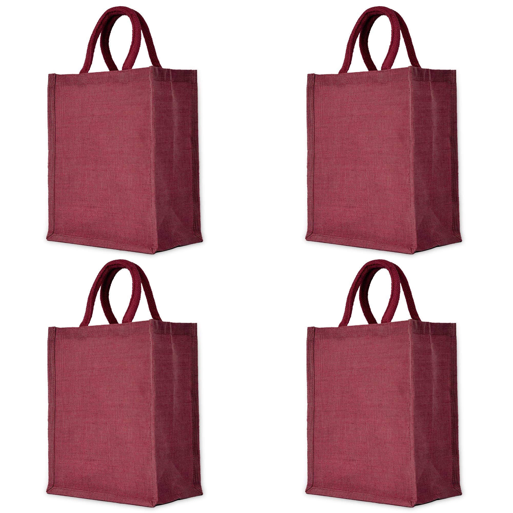 ecojutebags – Engroshandel Indkøbspose/indkøbstaske – 4 genanvendelige Juco-tasker med lomme og håndtag – 12x10x6 - Gave0