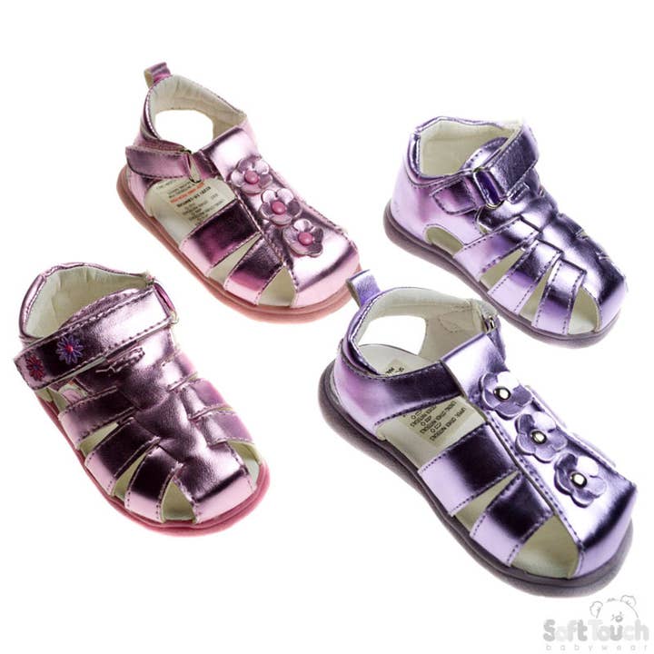 PU skinnende sandaler til piger m/Emb No.B1827 for engroshandel hos Soft Touch