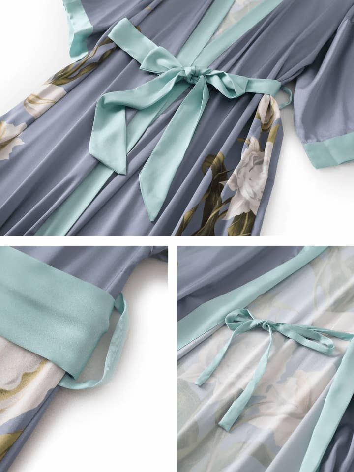 gray Peony Floral Kimono Robe for wholesale on Faire15