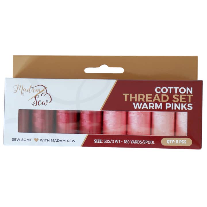 Cotton Thread Set - Warm Pinks! For Quilting and Sewing - 8 Spools, 4 Colors, 180 Yards Each for wholesale by Madam Sew