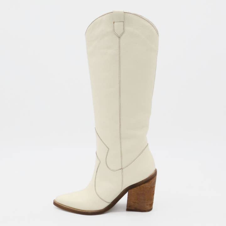 Macao western cowboy boots ivory leather women's shoes for wholesale on Faire8