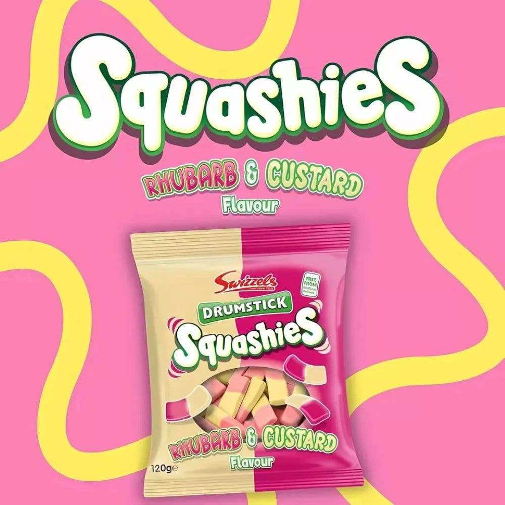 Global Bite Co - Wholesale Gummy - Swizzels Drumstick Squashies Rhubarb & Custard 120g (UK)1