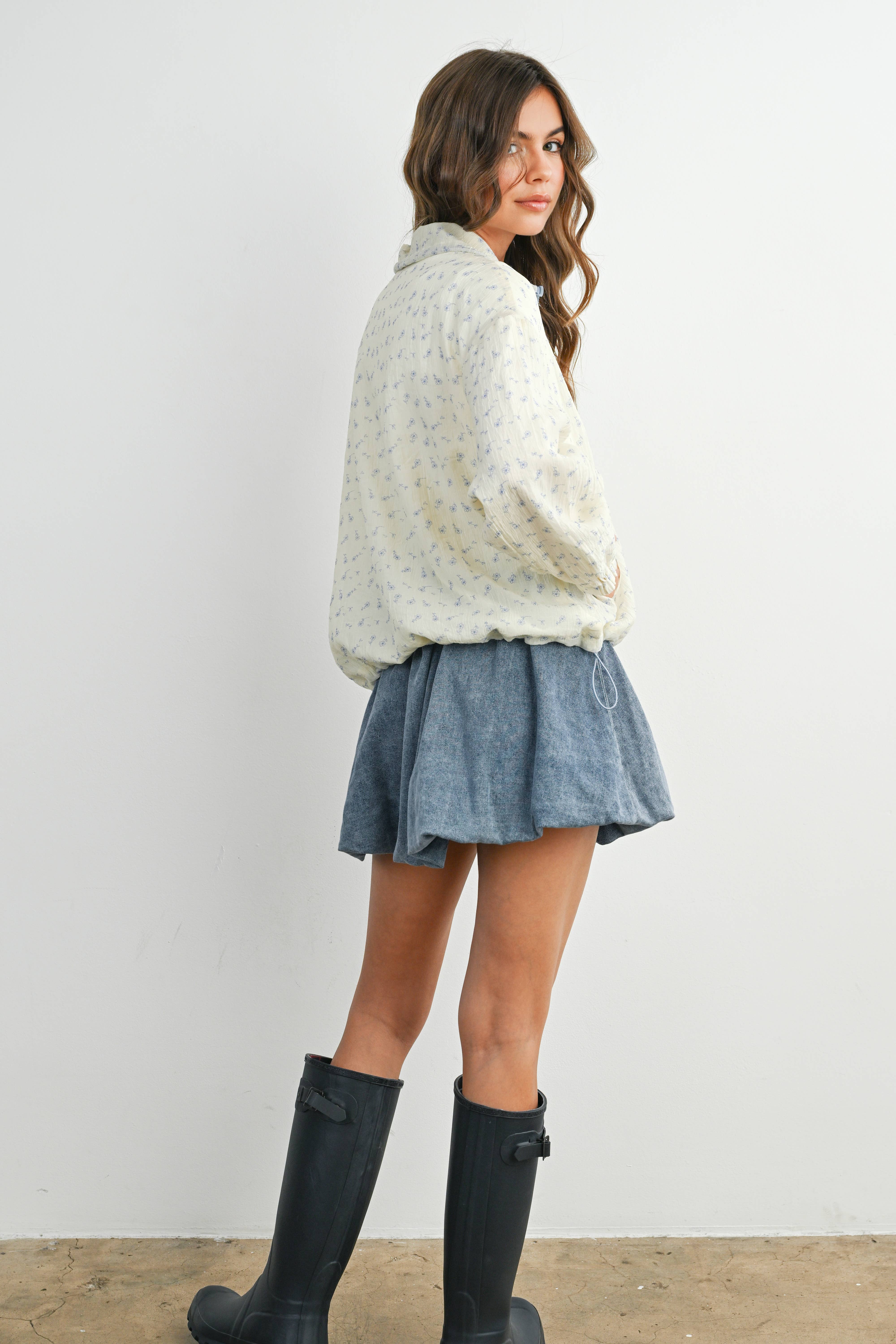 BUTTERMELON - Wholesale Jacket - Women's - Floral Zip-Up Collared Jacket - BMJ788218