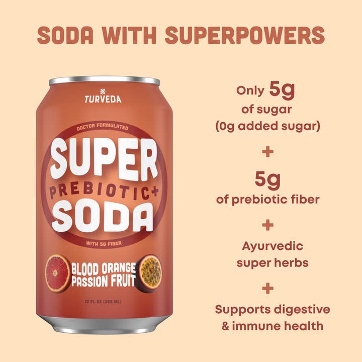 Turveda Prebiotic SUPER SODA - Laranja Sanguínea Maracujá por atacado de TURVEDA