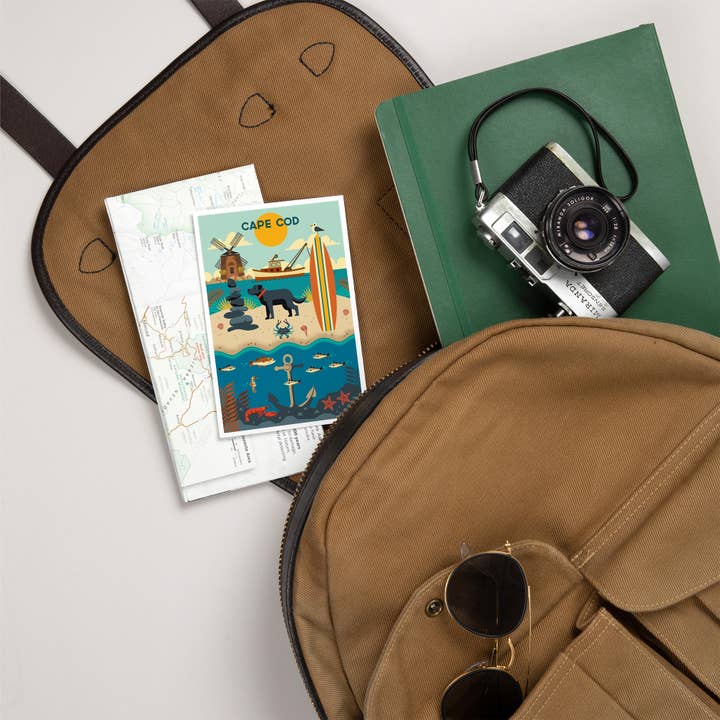 Lantern Press - Wholesale Postcard - PREMIUM POSTCARDS Cape Cod, Beach Geometric5