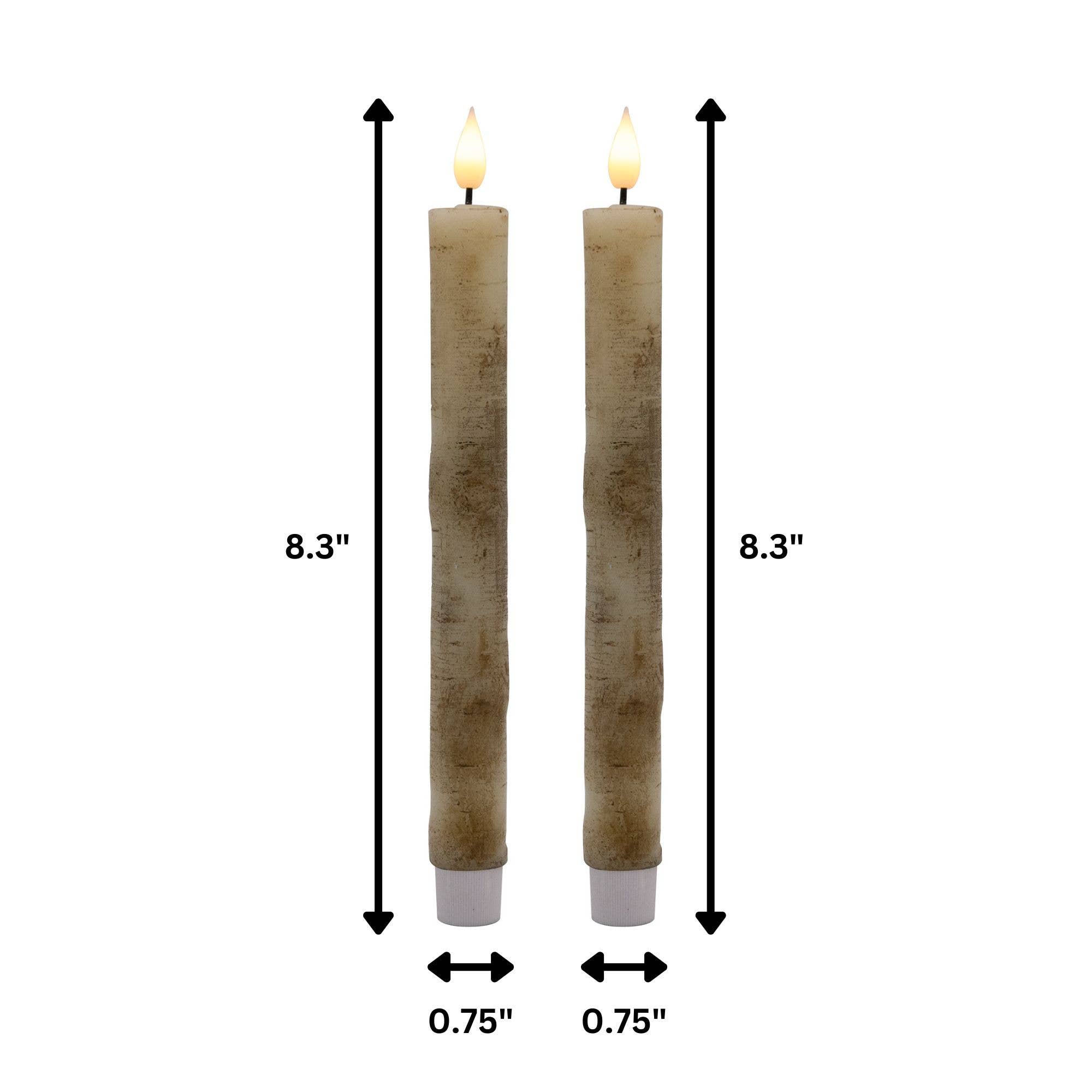 LumaBase - Wholesale Flameless Candle - Battery Operated Birch Wood Taper Candles - Set of 25
