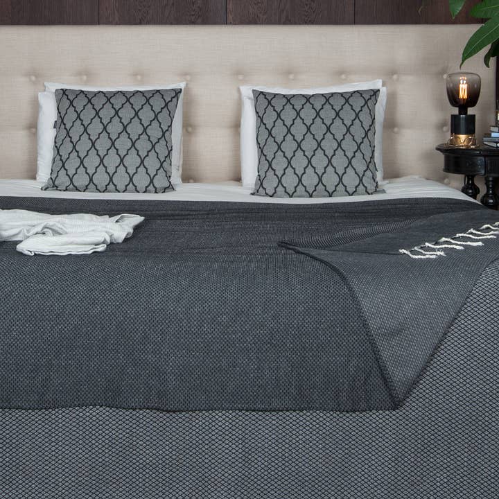 Plaid Throw Honeycomb - Black - 190x300cm for wholesale by Lantara