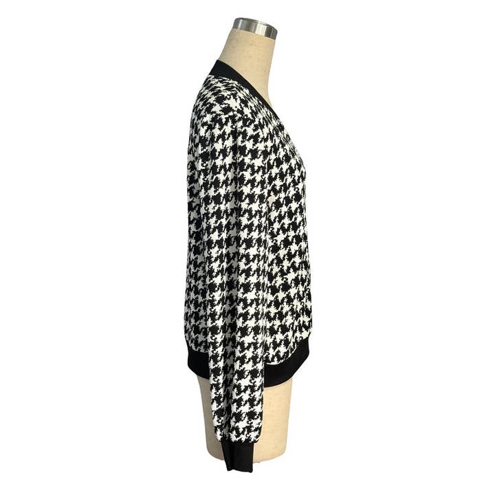 Black Zipper Houndstooth Loose Fit Casual Jacket ZK3708 for wholesale on Faire6