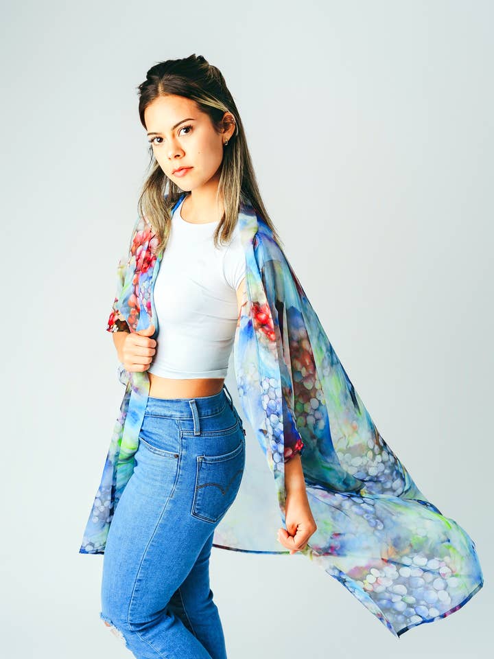 Kimono de seda de bodega - Chaqueta de seda - Plumero - Transparente para venta al por mayor de Silk Squirrel