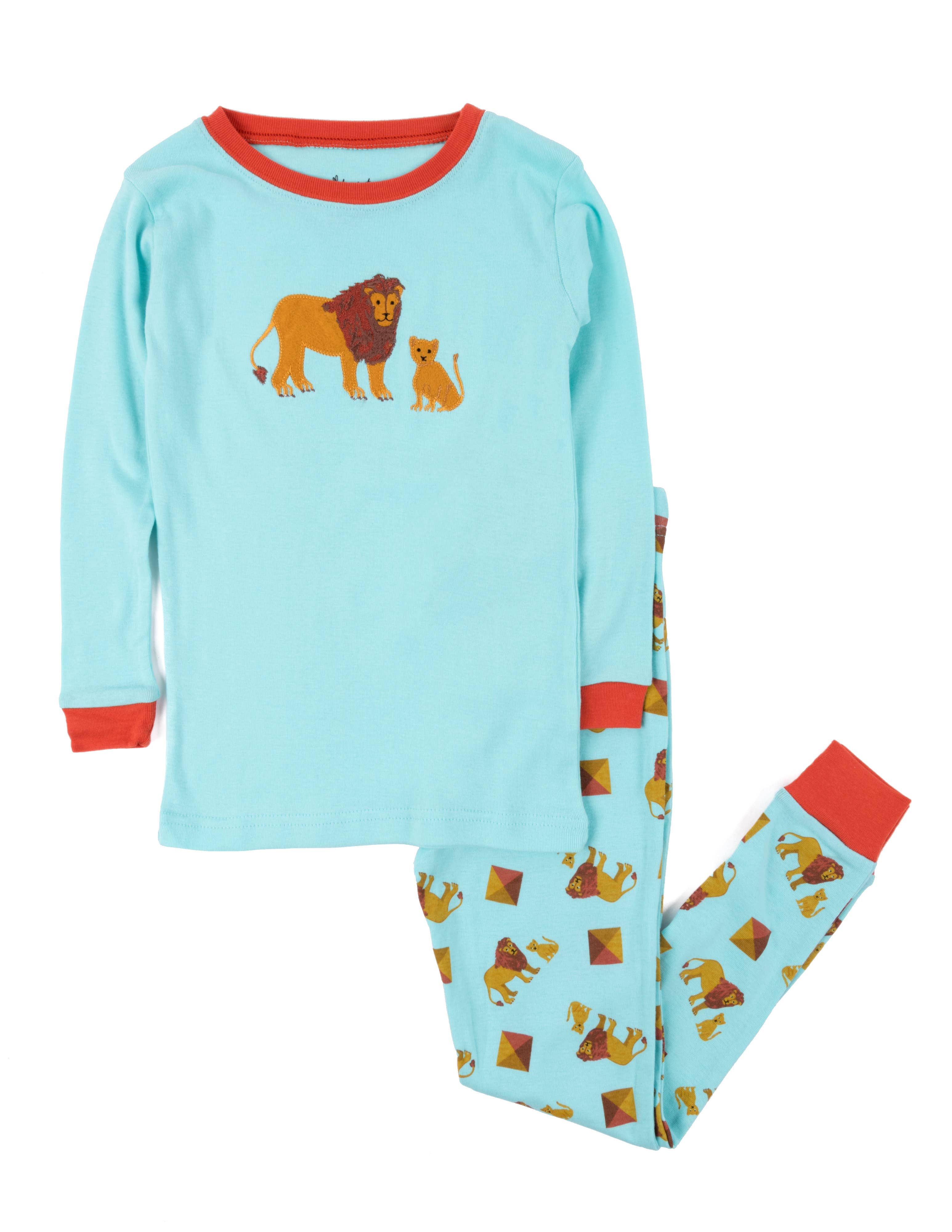 Leveret Pajamas - Vendita all'ingrosso Completo pigiama - Bambini - Pigiama per bambini in cotone a due pezzi con stampa animali6