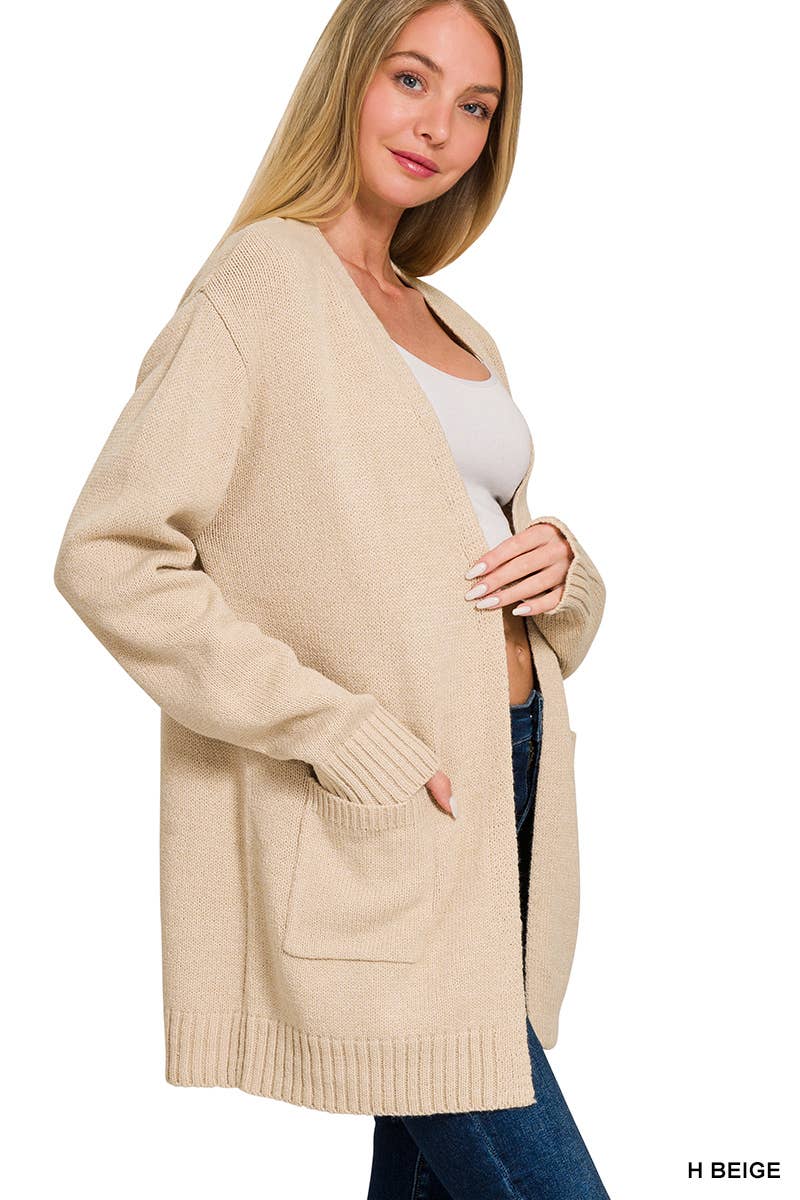 H BEIGE Open Front Sweater Cardigan for wholesale on Faire1