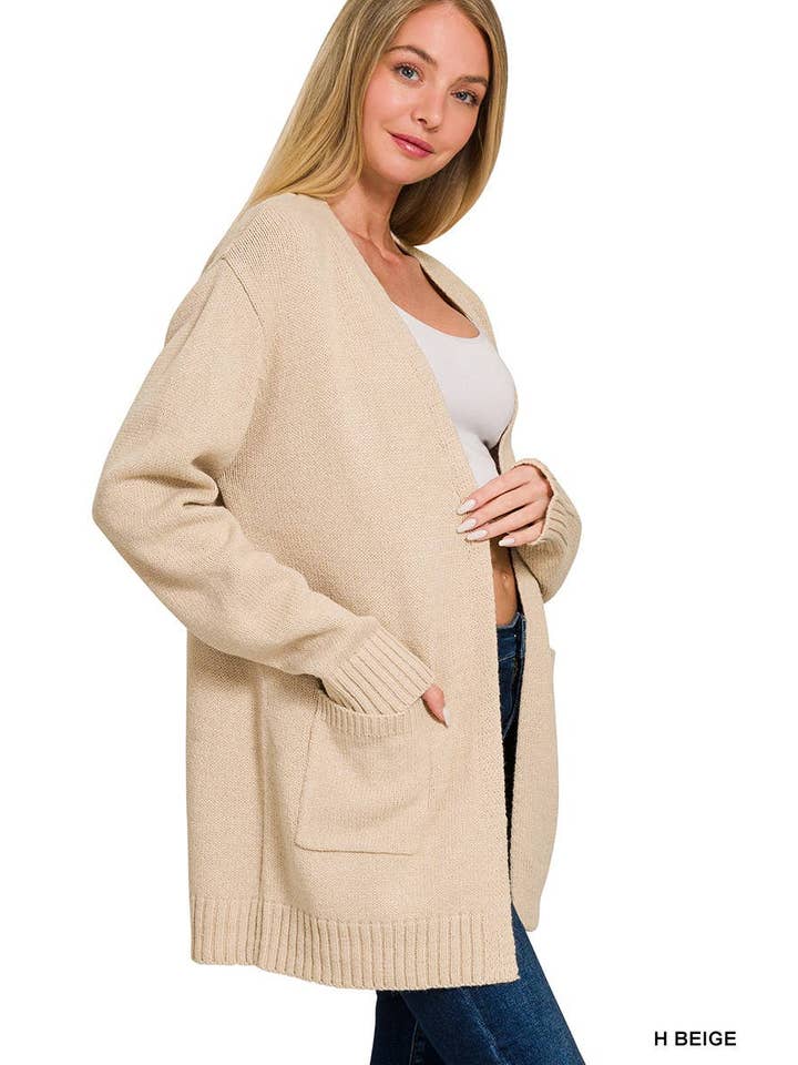 H BEIGE Open Front Sweater Cardigan for wholesale on Faire1