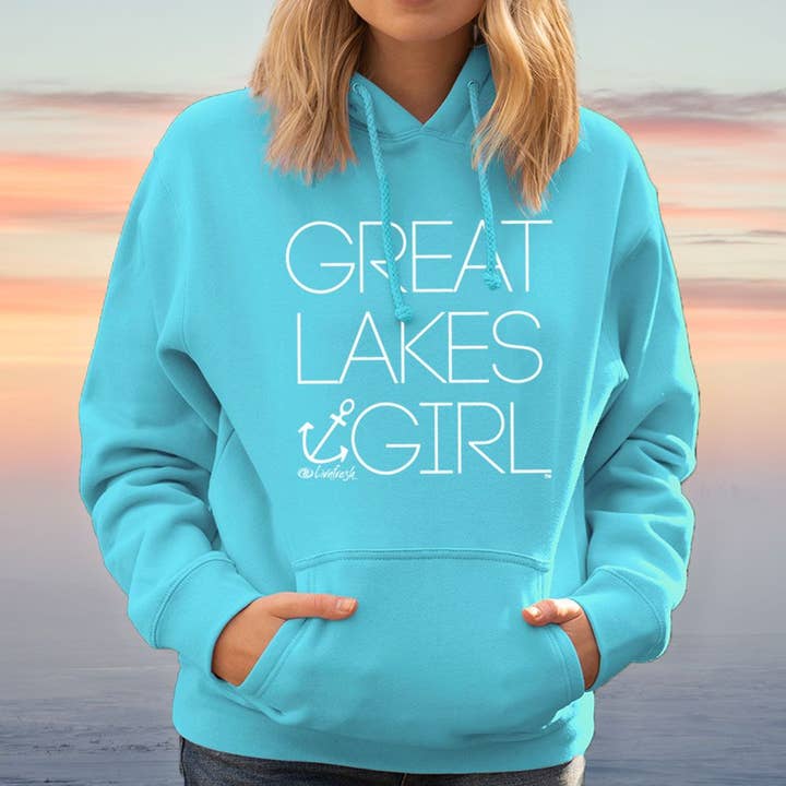 "Great Lakes Girl" Relaxed Fit Classic Hoodie for wholesale by LIVNFRESH