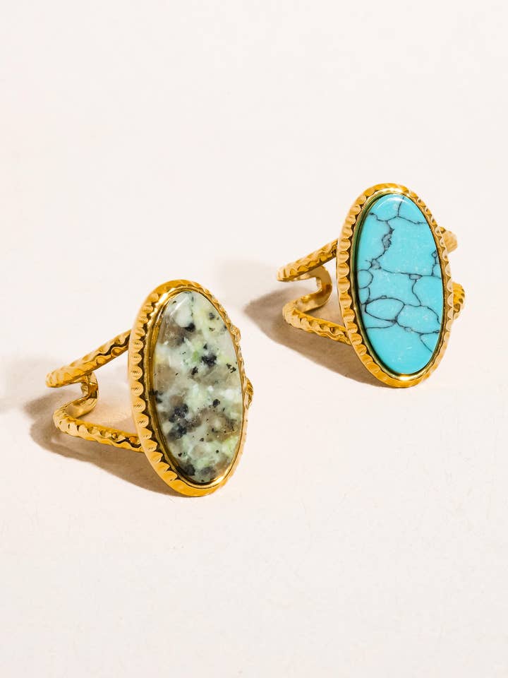 Anello in Pietra Naturale in Oro 18K Non-Ossidabile Ashwin per la vendita all'ingrosso da parte di Flânerie by MAIQ