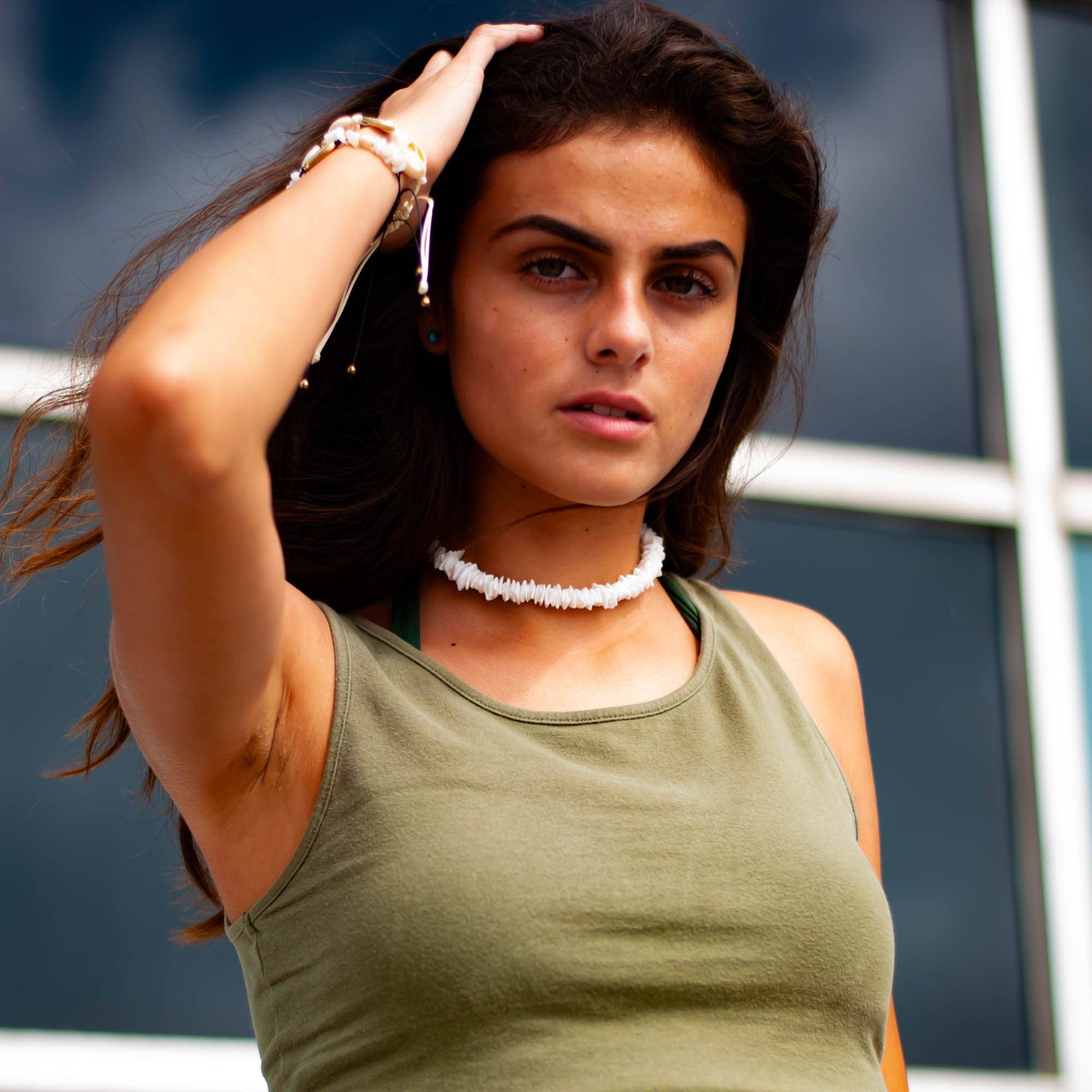 Natalia - Wholesale Beaded/Pearl Necklace - Puka Shell Necklace, Unisex White Square, Multiple Sizes6