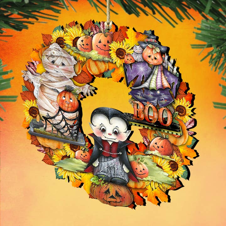 Designocracy - Vente Objets de décoration - Ornement en bois de couronne d'Halloween G.Debrekht Automne2