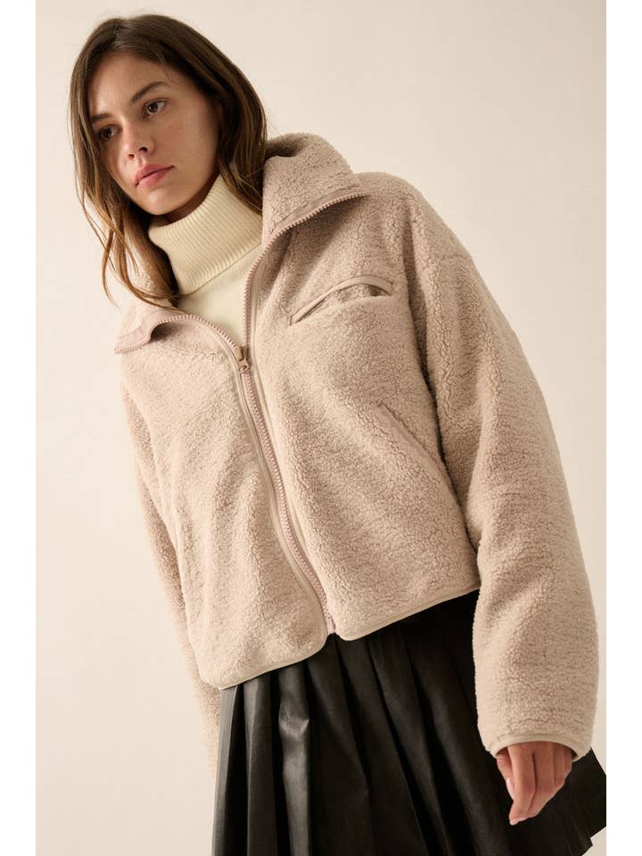 Promesa USA - Wholesale Fleece - Women's - Solid Sherpa Fleece Zip-Up Pocket Jacket8