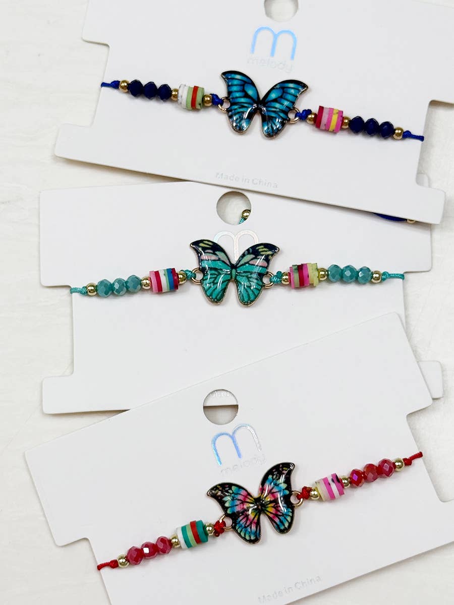 MIX COLOR Butterfly String Adjustable Bracelet  for wholesale on Faire3