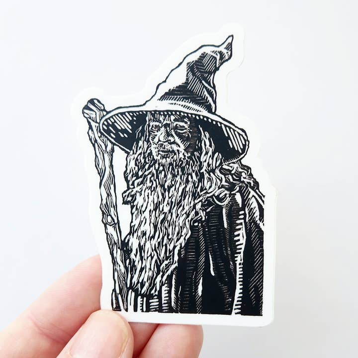 Adesivo Gandalf, 3 per 2 pollici per la vendita all'ingrosso da parte di Hannah Guthrie Designs