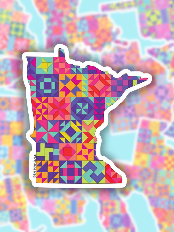 Minnesota State Quilt Sticker for wholesale by Sassafras Lane Designs