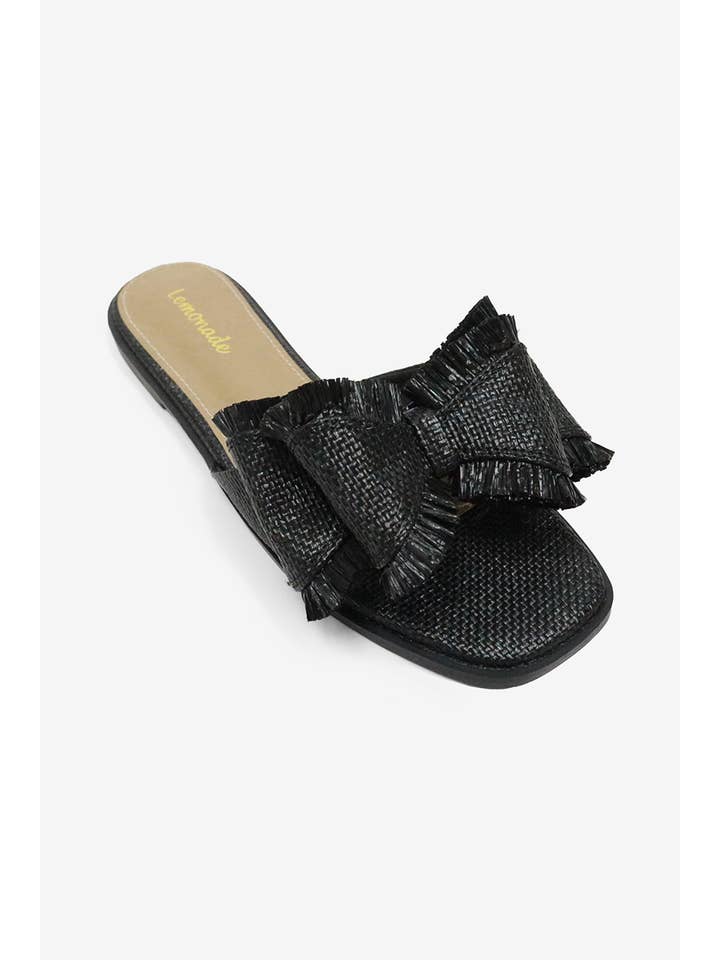 Lemonade Shoes - Wholesale Sandals - Women's - RESORT STAY - Raffia Bow Sandals, Beach Slide, Summer Flat4