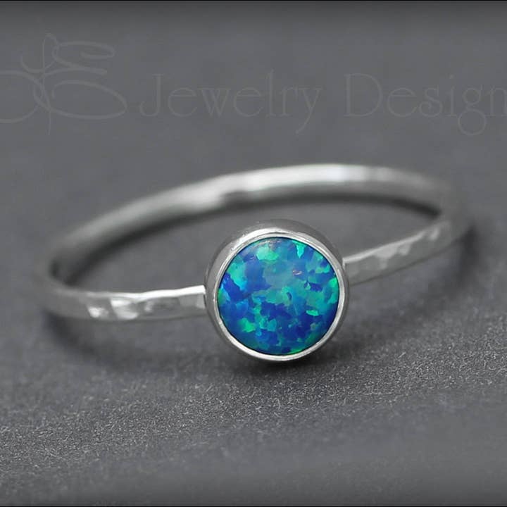 Silver Opal Stacking Ring - (6mm) for wholesale by LE Jewelry Designs