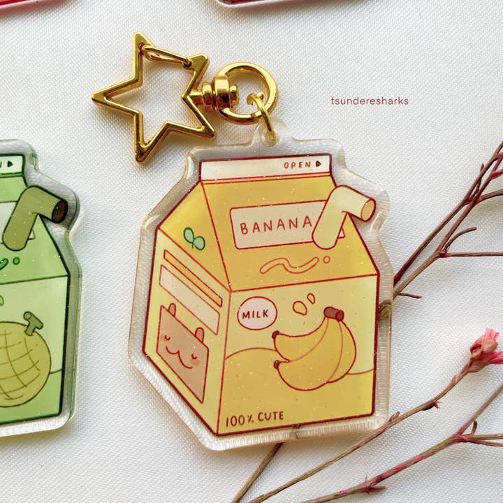 tsunderesharks - Wholesale Keychain - Women's - Strawberry, Banana, Melon, Chocolate Milk Carton Keychains5