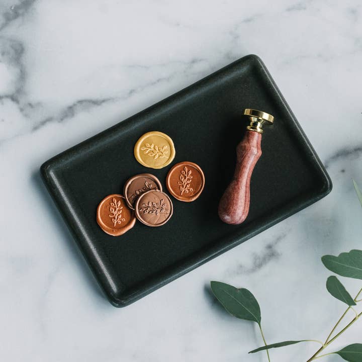 Modern Legacy Paper Company – Engroshandel Gummistempel/pyntestempel – Leaf Sprig voksstempel-sæt0