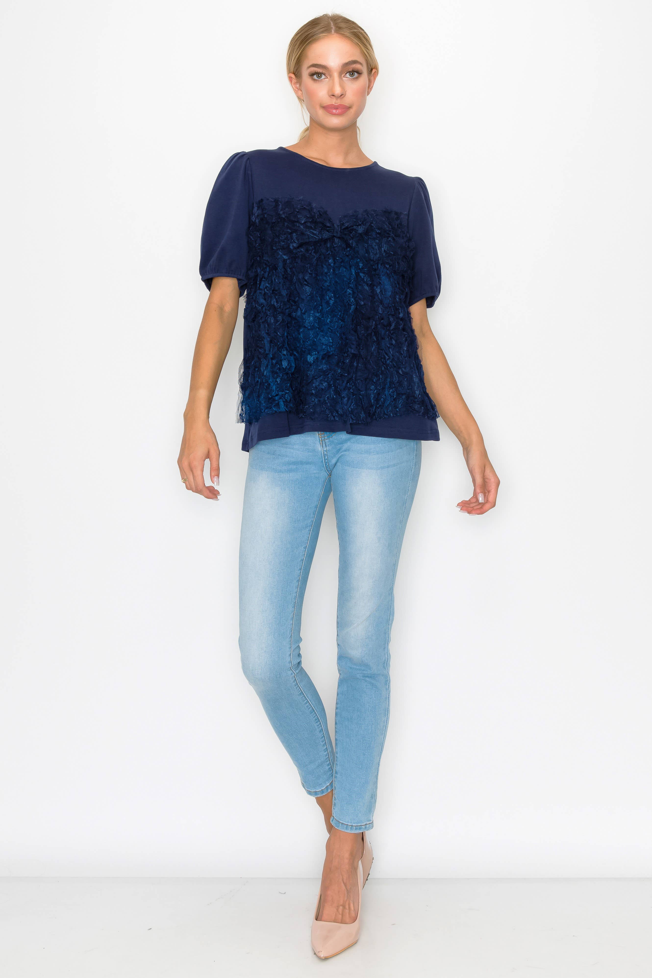 Joh Apparel – Großhandel Bluse – Damen – Reya-Top mit vorderem strukturiertem Spitzen-Mesh10