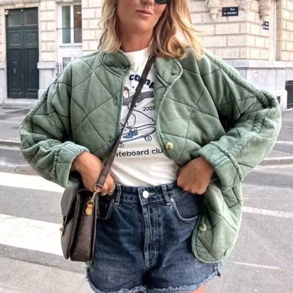 Diamond Lattice Quilted Stand Collar Cotton Jacket and other Purchase Wholesale quilted material. Free Returns & Net 60 Terms on Faire trending on Faire.