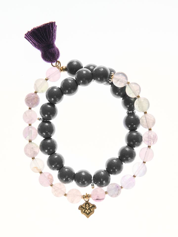 Double Mala Grey Lilac Fluorite for wholesale by samsara collection