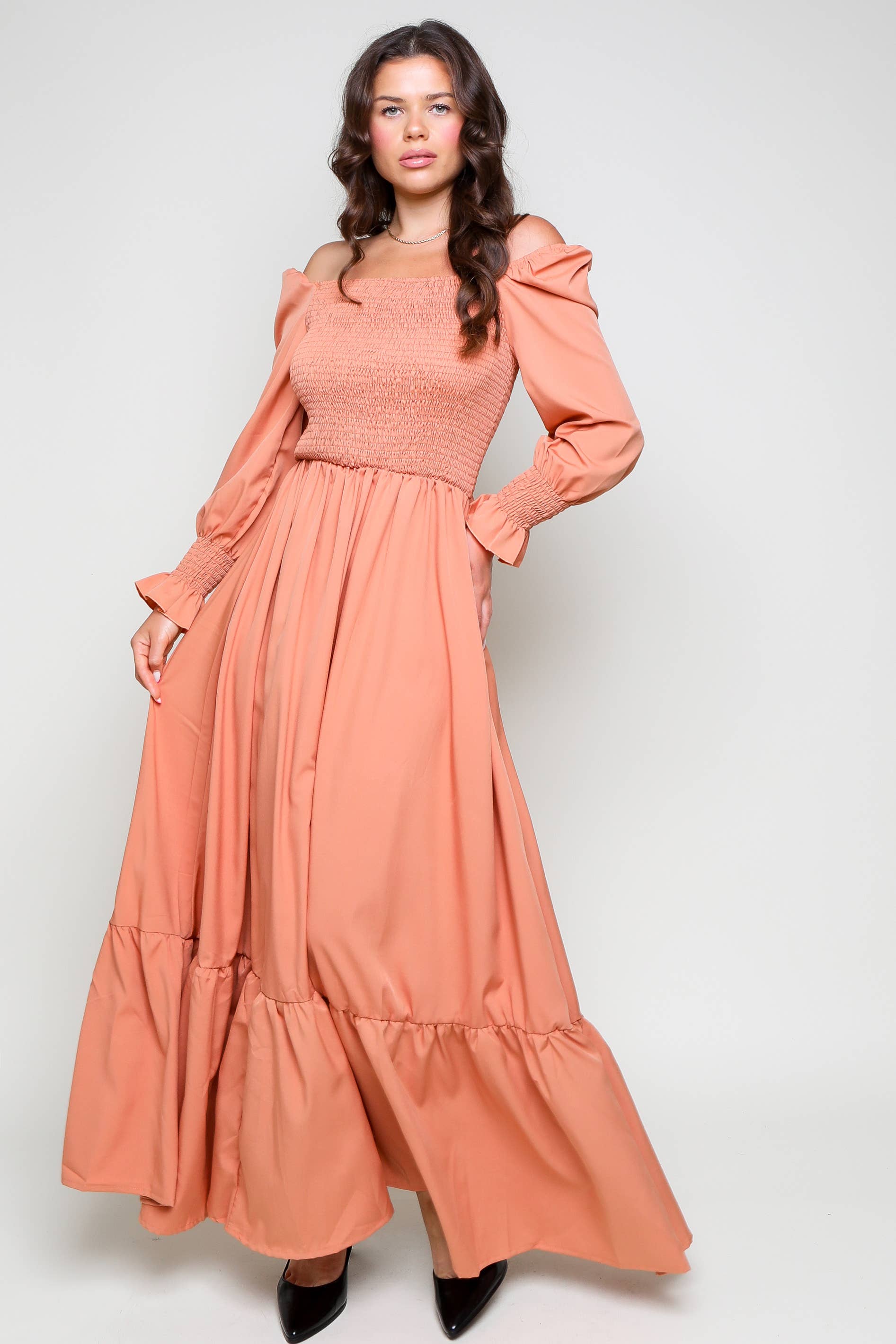 Flarix - Wholesale Dress - Women's - Smocked Square Neck Maxi Dress18