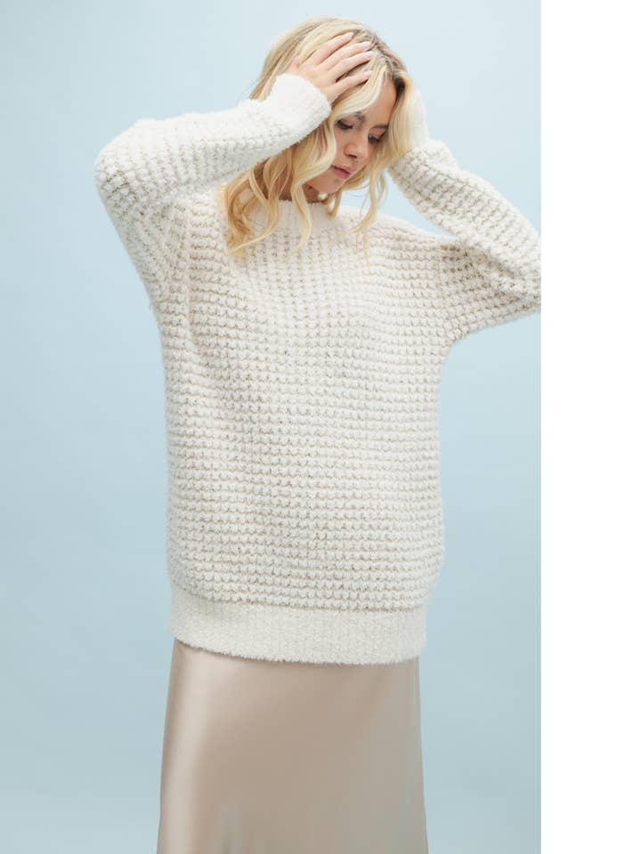 TEXTURED LUREX SWEATER / WL24-9154 for wholesale by Wishlist Apparel