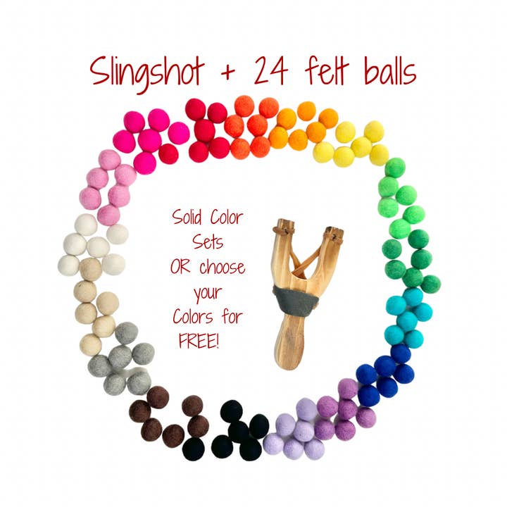 Wool Jamboree - Wholesale Slingshot - Kids - Solid Colored Felt Ball & Slingshot Set