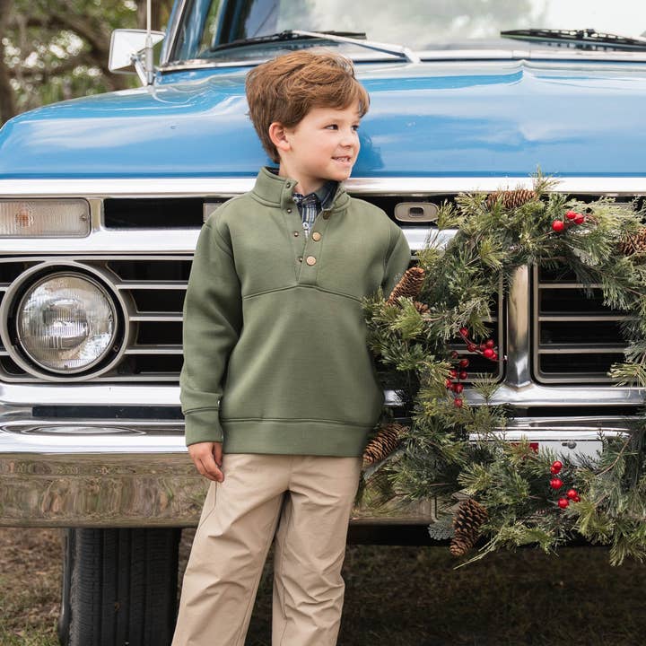 Pierce Boys Performance Pullover - Green for wholesale by Saltwater Boys Company